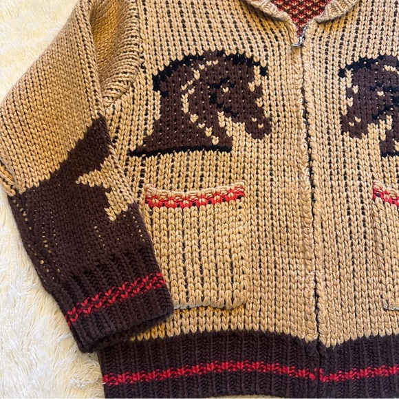 Western Design Rodeo Horse Cowichan Knit Traditional Zip Front Sweater - Picture 3 of 7